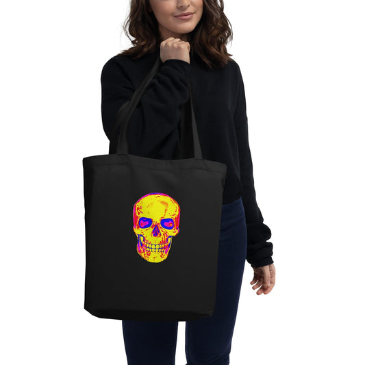 Fun Skull Eco Tote Bag with a big orangy skull - Lizard Vigilante