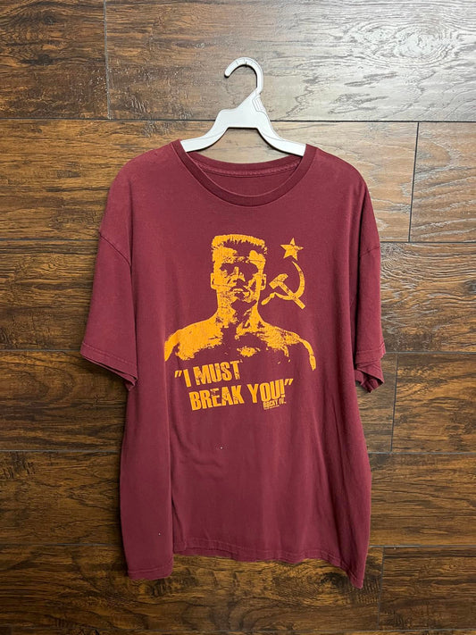 VTG Rocky IV Movie T-shirt Dolph Lundgren I Must Break You
