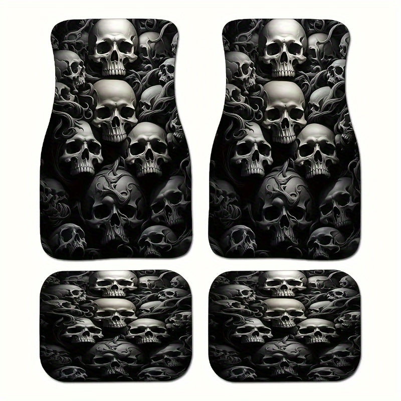 Universal Polyester Skull Print Car Floor Mats - Set of 4 for Front and Rear, Suitable for Cars, Minivans, Trucks, and SUVs - Premium  from Lizard Vigilante - Just $39.99! Shop now at Lizard Vigilante