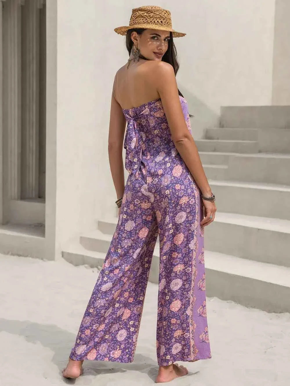 Tied Printed Tube : Wide Leg Jumpsuit