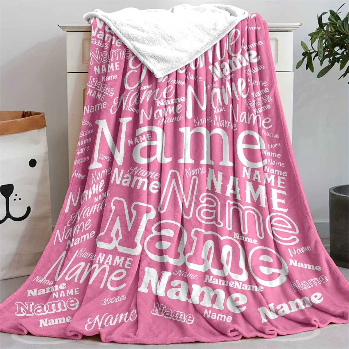 1pc Custom Name Blanket Multicolor Pattern Soft Nap Blanket Four Seasons Office Chair Flannel Blanket Gift Blanket