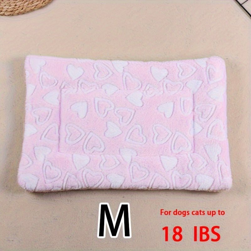 All-Season Dirt-Resistant Rectangular Pet Blanket - Comfortable Dog Paw Heart Print Pet Bed, 1pc