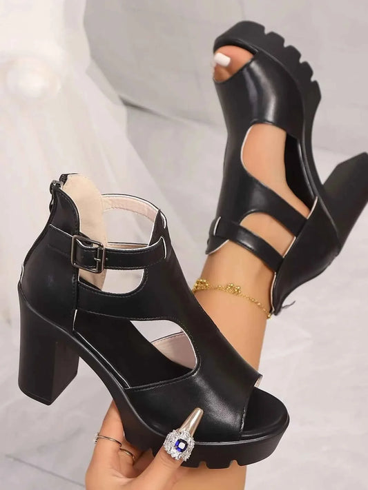 Stylish Cutout Block : Heels Sandals