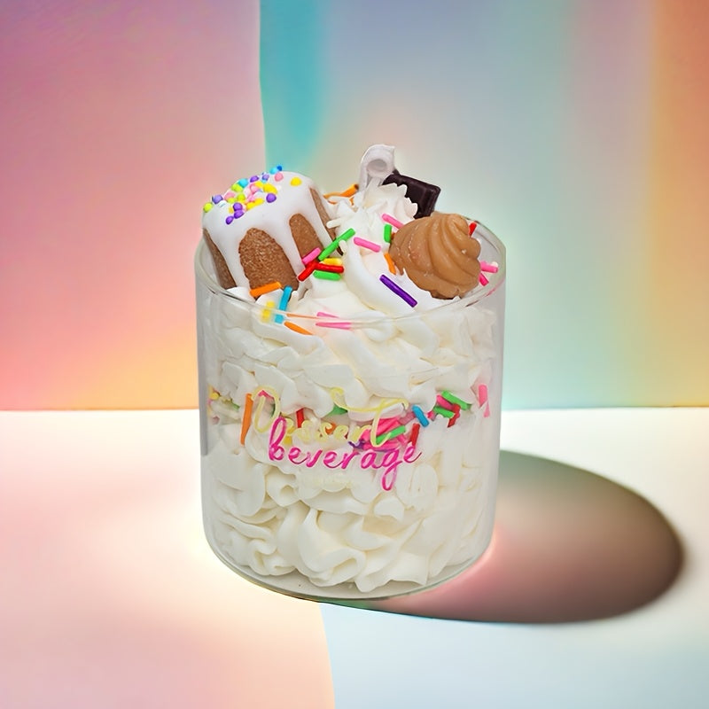 1pc Valentine's Day Scented Candle in Glass Jar - Single-Wick, Glitter Embellished, Indoor Use, Perfect for Cafe, Bakery, Restaurant Decor, Ideal for Mother's Day, Graduation, Juneteenth, Labor Day, Valentines Decorations