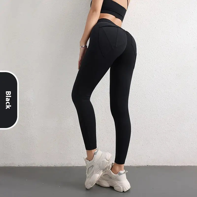 High Waist Hip Lift Yoga Pants With Pockets Women's Sports Fitness Trousers Leggings