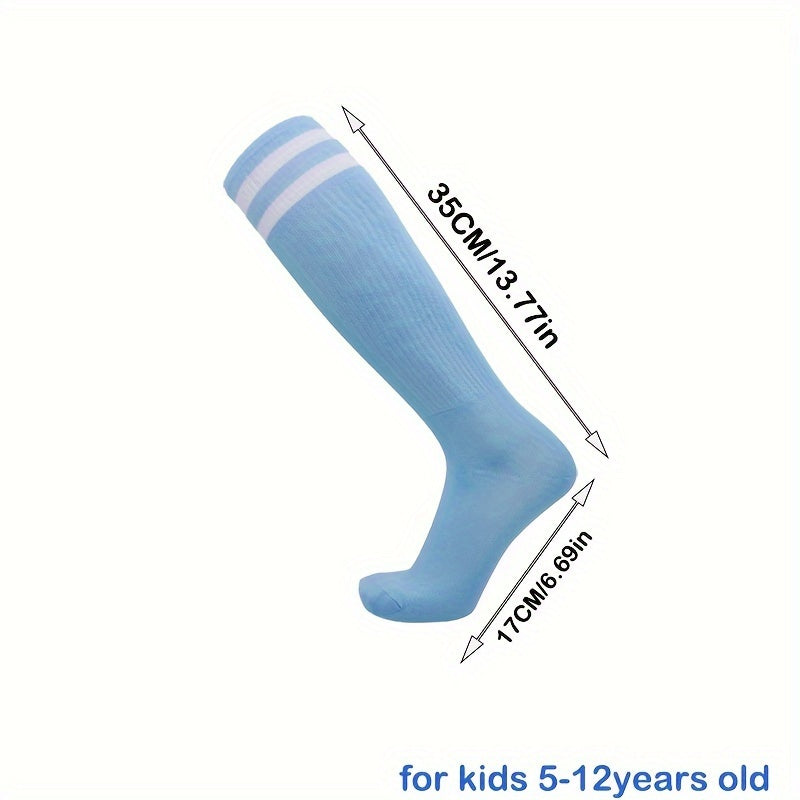 1 pair Striped Knee-High Sports Socks for Kids - Breathable & Comfortable for Basketball, Football & Running