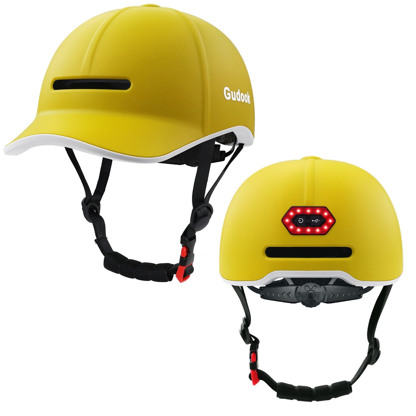 High-end LED Rechargeable Rear Lamp City Recreational Bicycle Riding Peaked Cap Helmet