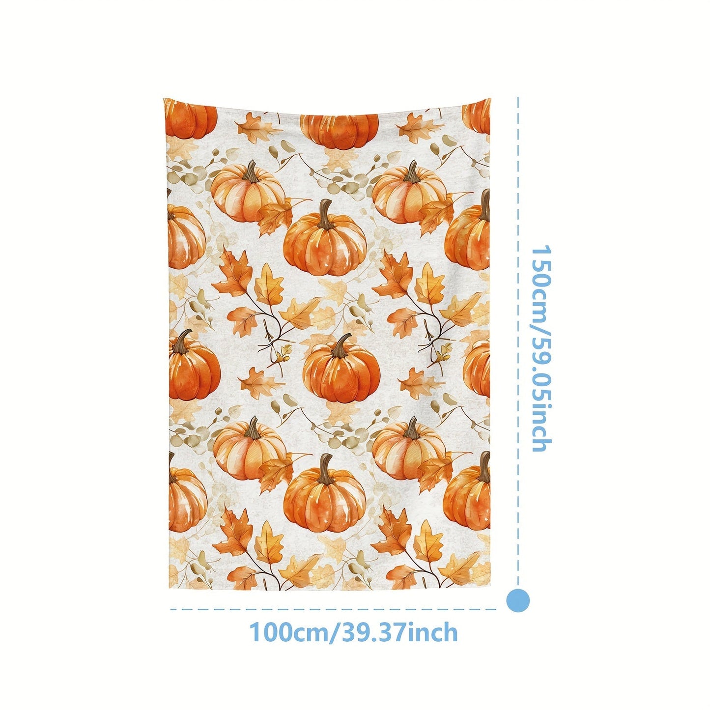 Cozy Flannel Thanksgiving Blanket - Rustic Pumpkin & Maple Leaf Design, Soft Orange Throw for Sofa, Bedroom, Camping - Perfect Fall Decor Gift