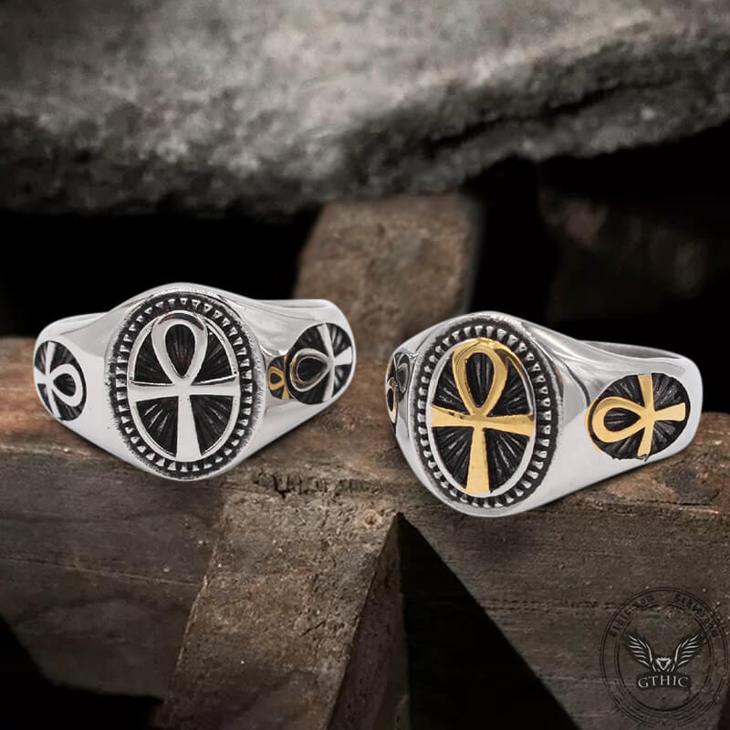Egyptian Ankh Stainless Steel Ring