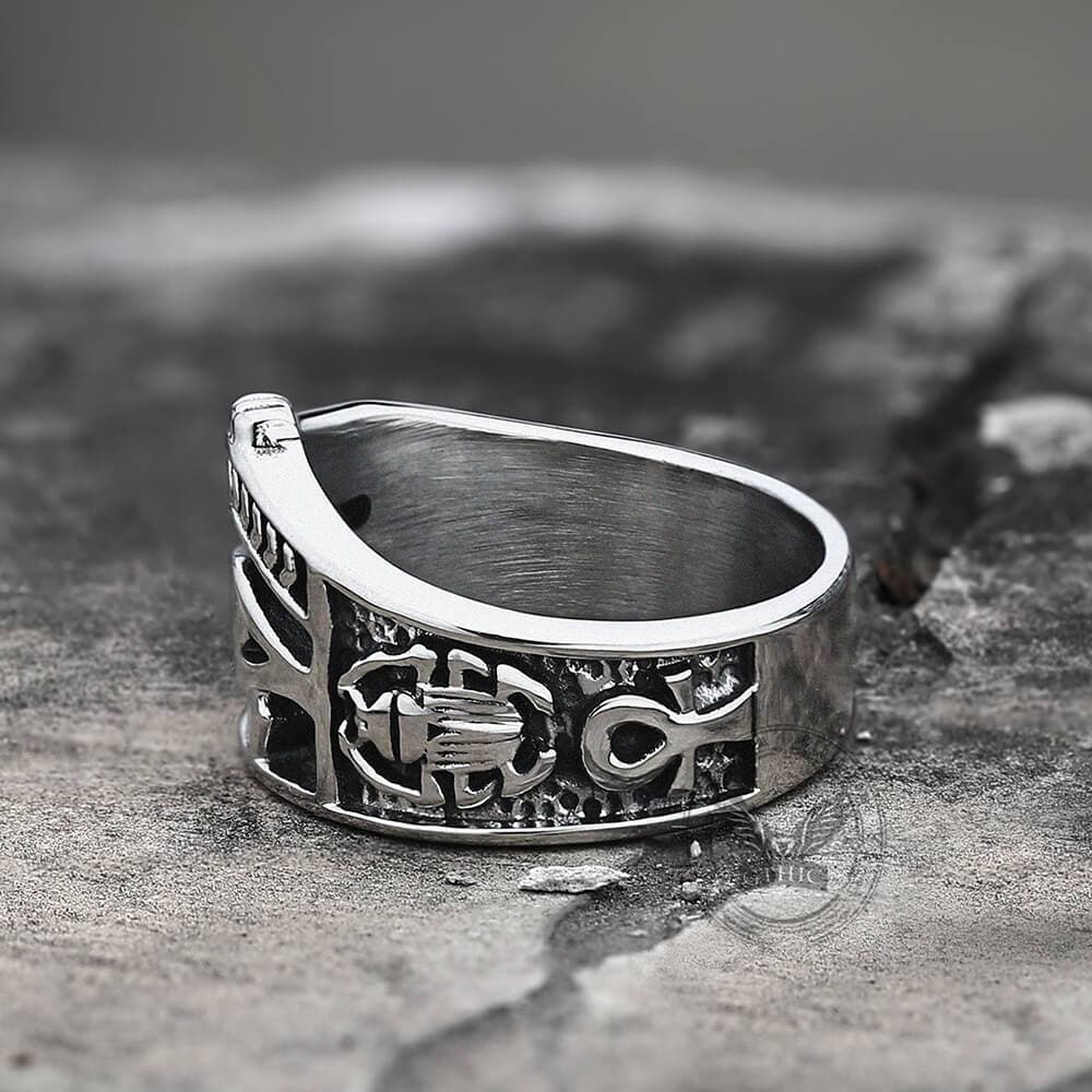 Egyptian Eye of Ra Ankh Stainless Steel Egypt Ring
