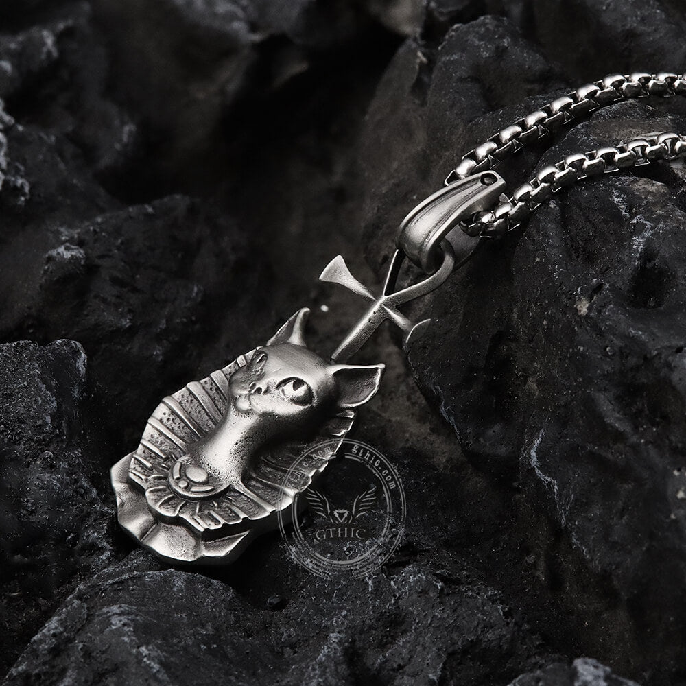 Egyptian Pharaoh Cat Mafdet Pure Tin Necklace