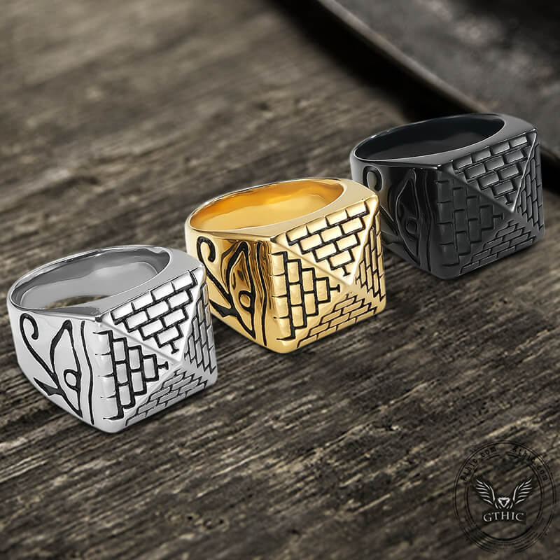 Egyptian Pyramid Eye of Ra Stainless Steel Ring