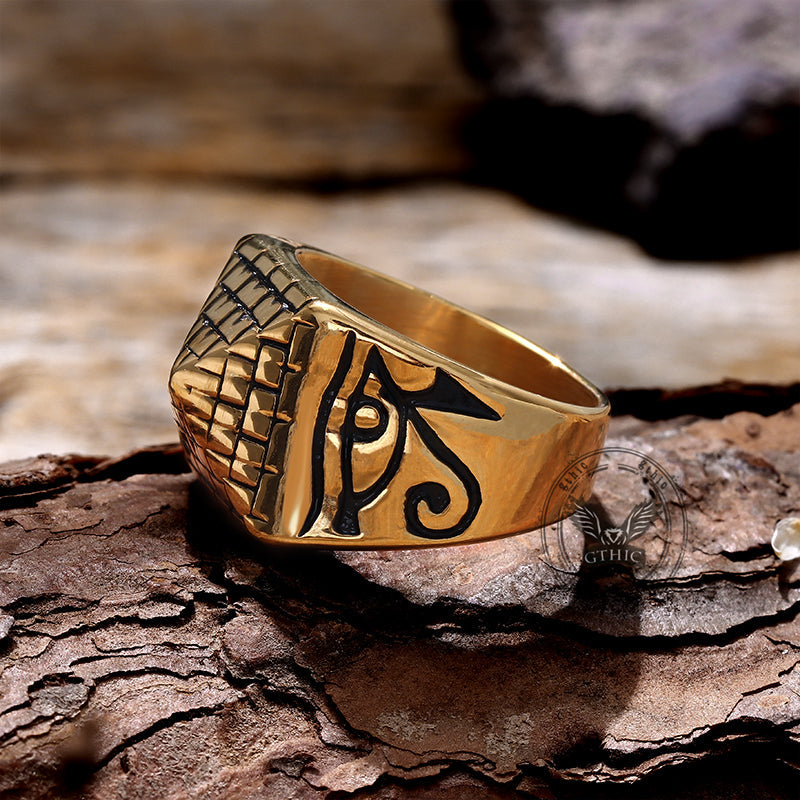 Egyptian Pyramid Eye of Ra Stainless Steel Ring