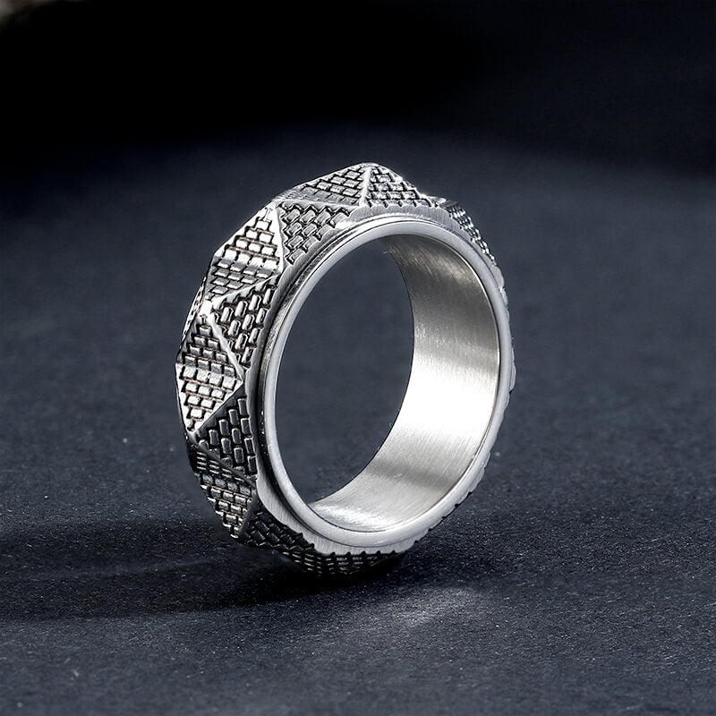 Egyptian Pyramid Stainless Steel Spinner Ring
