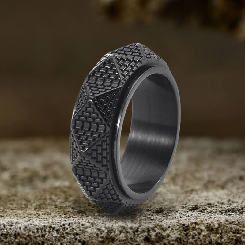 Egyptian Pyramid Stainless Steel Spinner Ring