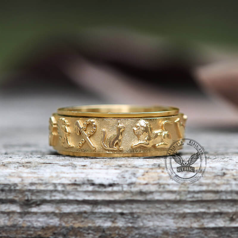Egyptian Symbols Ankh Stainless Steel Spinner Ring