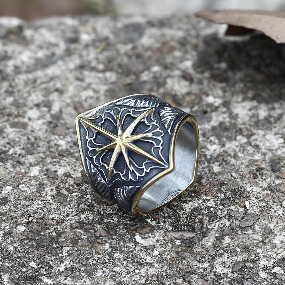 8 Point Star Stainless Steel Ring