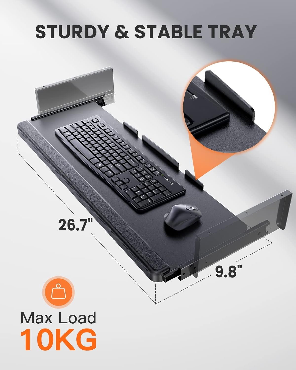 Electric Standing Desk with Adjustable Height Keyboard Tray