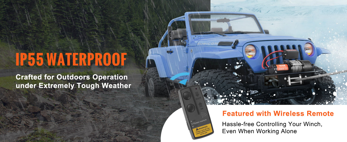 VEVOR Electric Winch,12V 4500 lbs Capacity Steel Rope Winch,IP55 39ft ATV UTV Winch w/ Wireless Handheld Remote & 4-Way Fairlead - Premium  from Lizard Vigilante - Just $155.99! Shop now at Lizard Vigilante