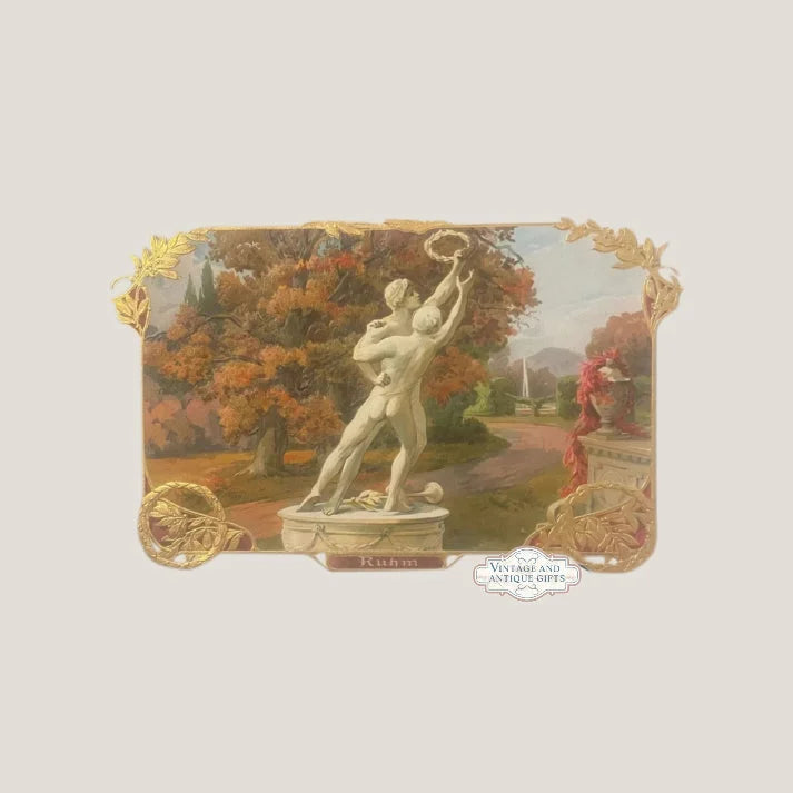 Embossed Antique Cigar Label with Classical Statues