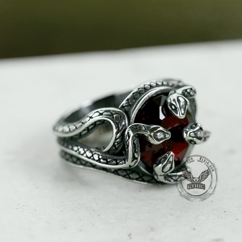 Entwine Snakes Stainless Steel Zircon Ring