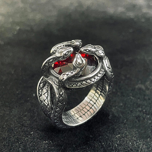 Entwine Snakes Stainless Steel Zircon Ring