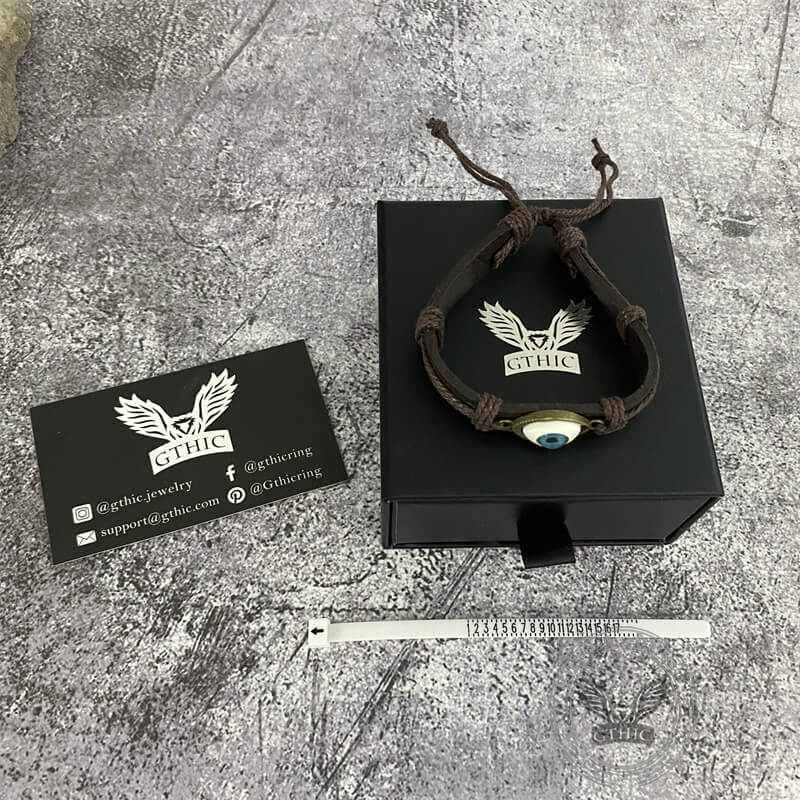 Evil Eye Leather Braided Bracelet