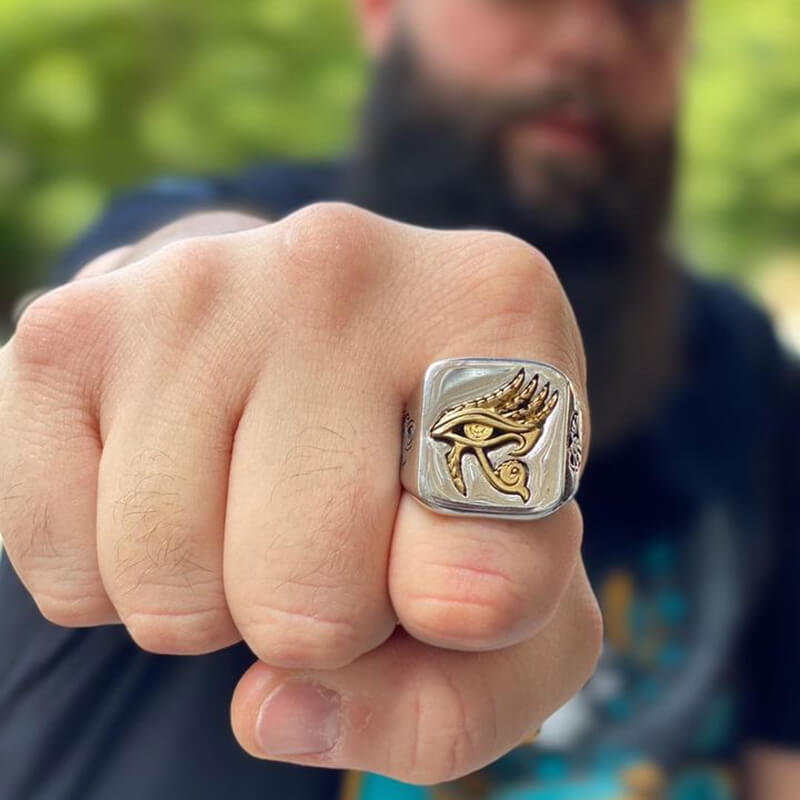 Eye of Horus Stainless Steel Egyptian Mythology Ring
