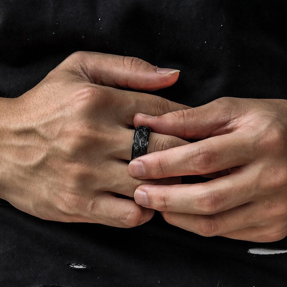 Evil Eye Stainless Steel Spinner Ring