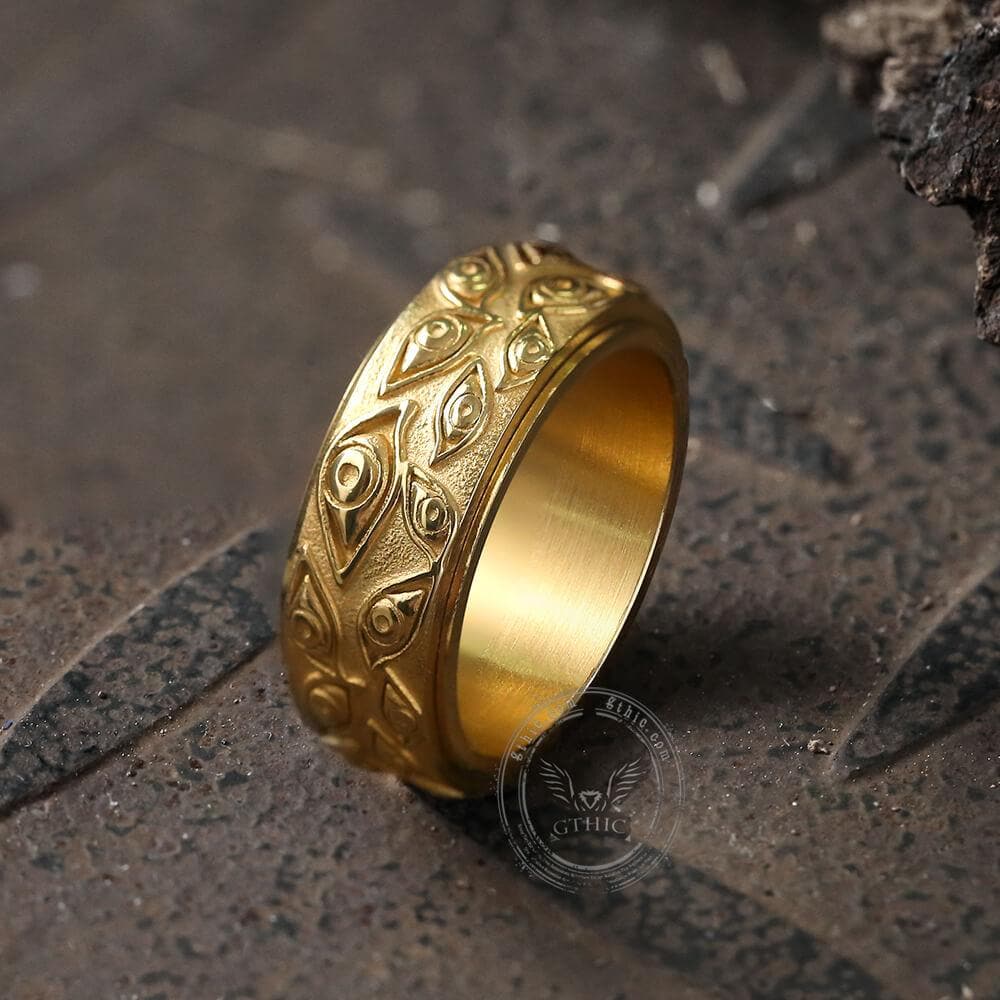 Evil Eye Stainless Steel Spinner Ring