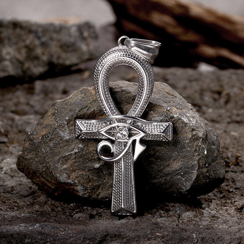 Eye of Ra Ankh Cross Stainless Steel Pendant