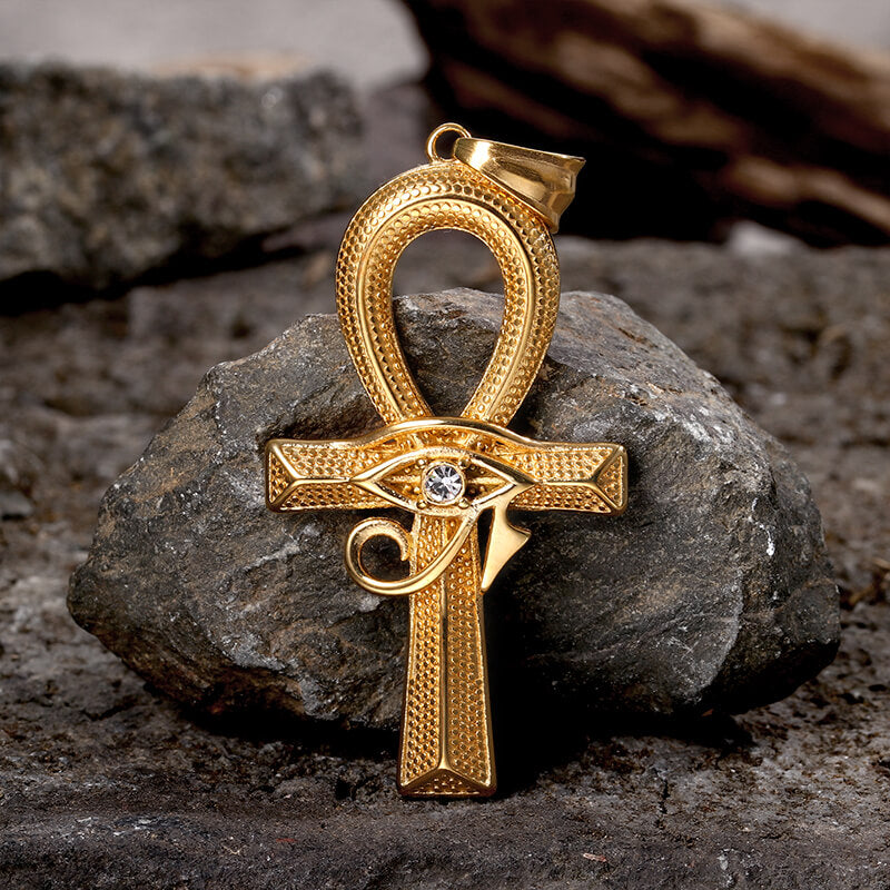 Eye of Ra Ankh Cross Stainless Steel Pendant