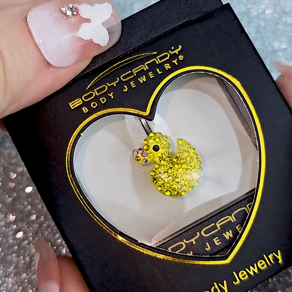 Sydney Belle Girlfriend Collection Yellow Pink CZ Gem Rubber Duck Ducky Belly Ring