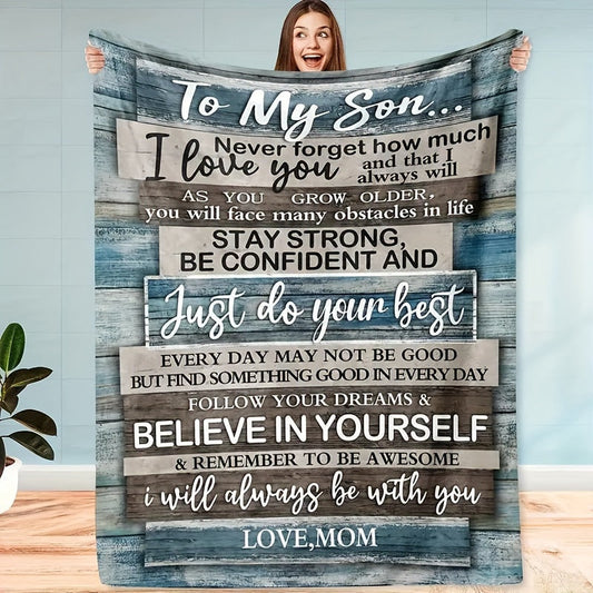 1pc Son Gifts Blanket From Mom - To My Son Blanket - Gifts For Grown Son From Mother - Gifts For Son - Son Gifts From Mother For Birthday - Graduation Valentine Birthday Gift Ideas