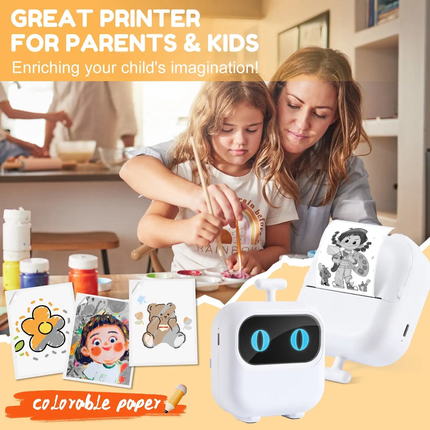 Mini Printer, All Purpose Sticker Maker With Thermal Papers, Bluetooth Portable Printer All Purpose