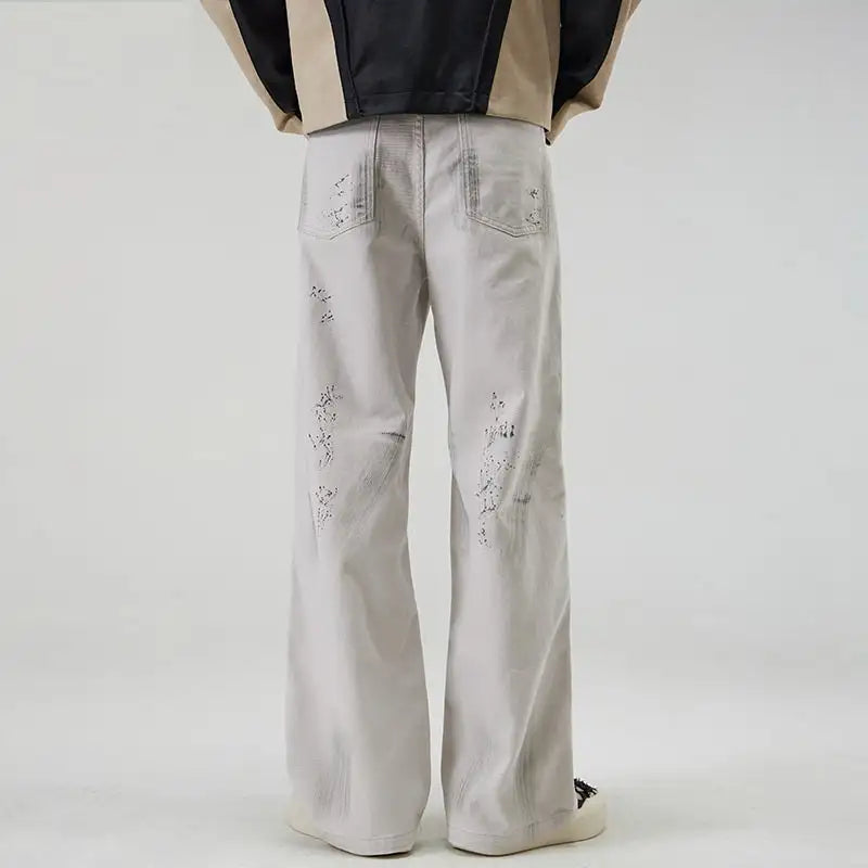 American Street Hip Hop Tie-dyed Washed Jeans Men