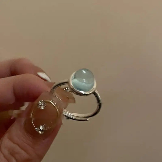 Small Pieces Of Silver Natural Stone Open Ring For Women