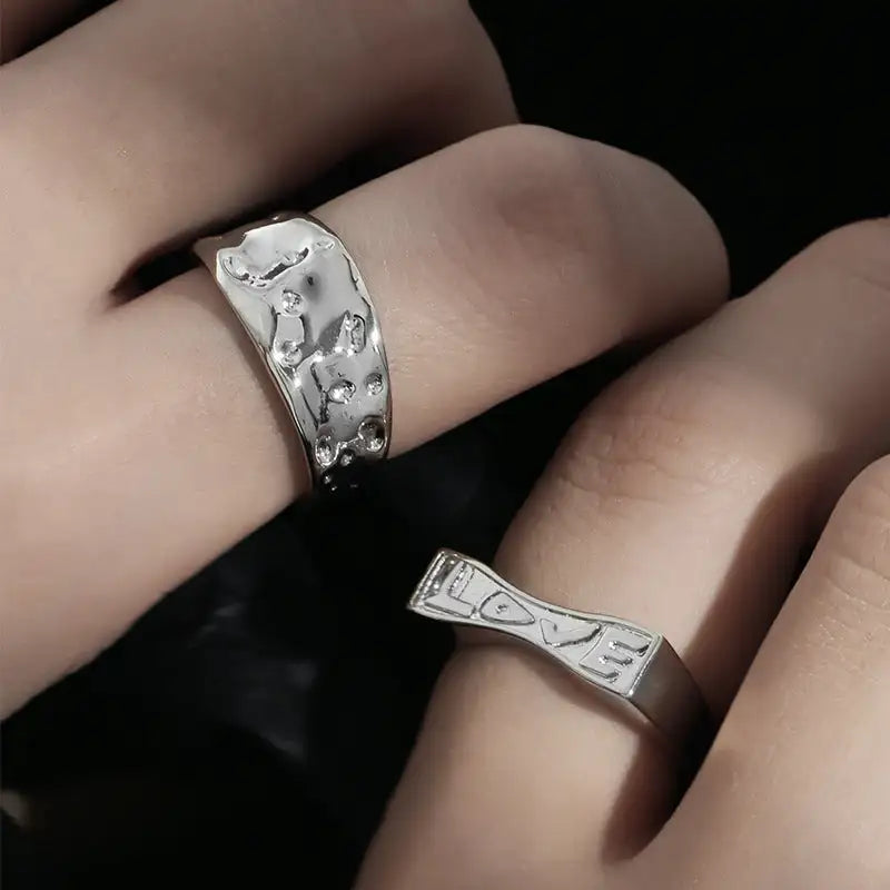 Irregular Texture Letter Open Ring Simple Bracelet