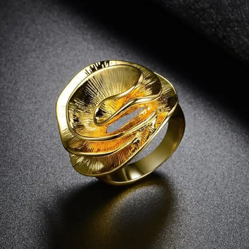 Creative Irregular Flower Ring Copper 18K Gold Women's