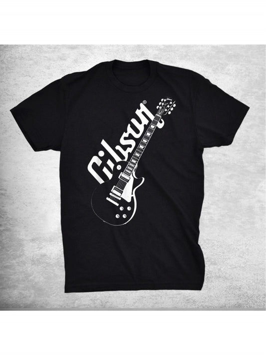 Rock the Stage with the Gibson Les Paul Graphic Tee – Bold Black & White Design - Premium tee from Lizard Vigilante - Just $24.88! Shop now at Lizard Vigilante