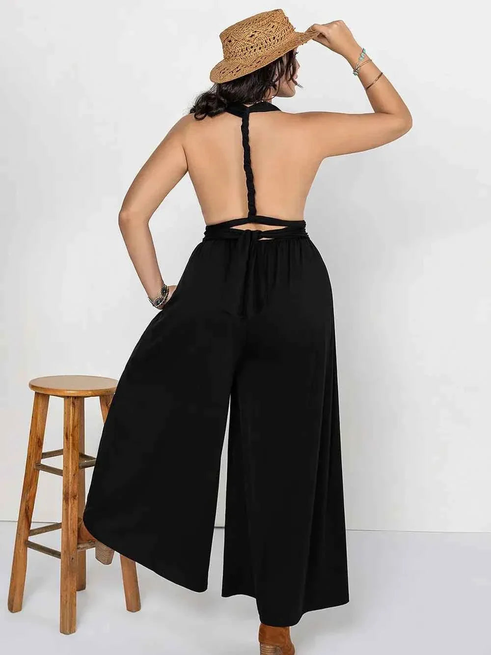 Plus Size V-Neck : Wide Leg Jumpsuit