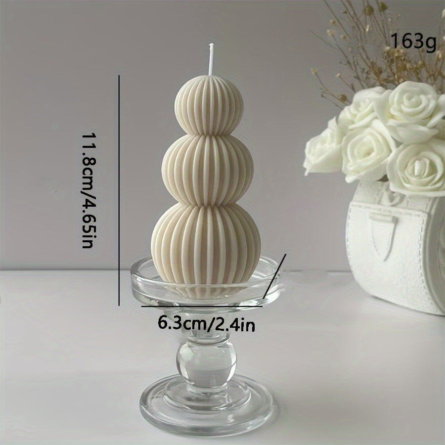 Romantic Wave Sphere Scented Candle - Sandalwood Aroma, Geometric Design for Home Decor, Perfect for Valentine's Day & Special Occasions