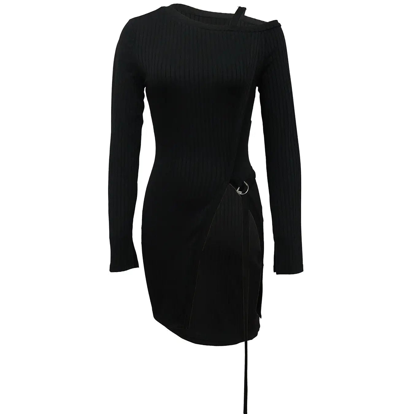 Ladies' Fashion Trend Asymmetrical High Neck Top, Casual Business Versatile, Solid Color Long Sleeved Clothes