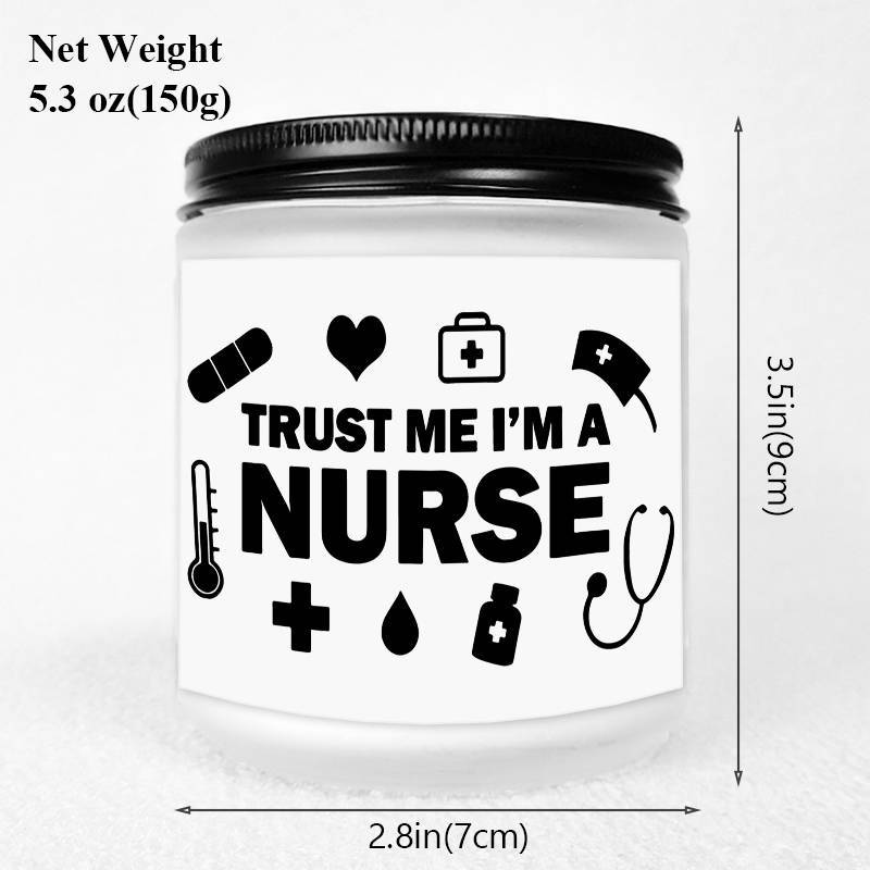 1pc Lavender Scented Candle 5.3oz - "Trust Me, I'm a Nurse" Design with Medical Symbols | Heartfelt Gift for Nurses, Nurse Appreciation, Graduation, Birthdays, Christmas | Soy Wax, Glass Container