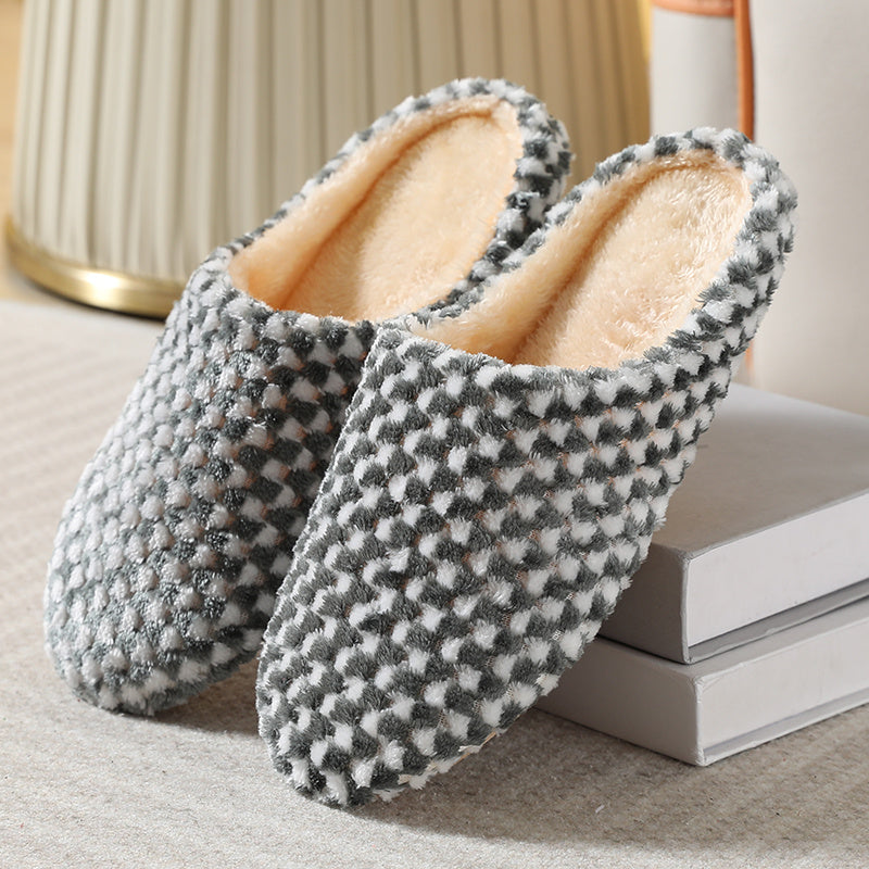 Women's Plush Lined Flat Slippers, Indoor Warm & Comfy Closed Toe Slides, Non-Slip House Shoes