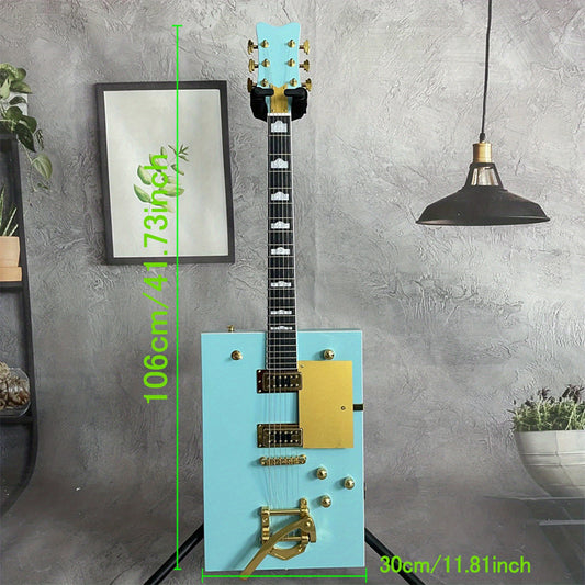 Blue Square Electric Guitar with HH Pickups, Golden Hardware & Jazz Bridge – Solid Body for Enhanced Sound Quality - Premium Electric Guitar from Lizard Vigilante - Just $601.08! Shop now at Lizard Vigilante