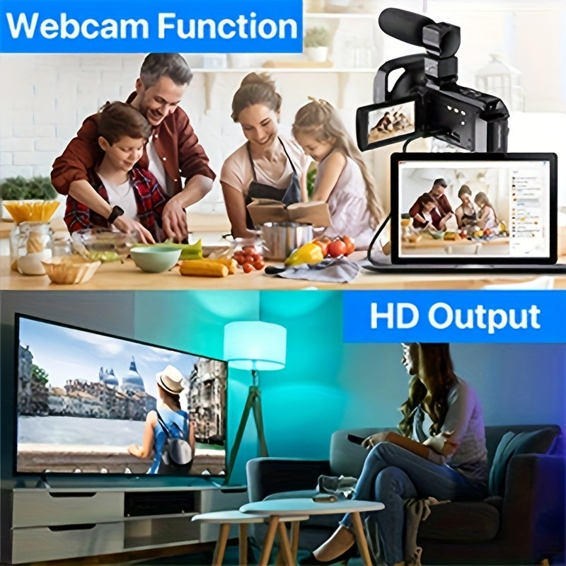 Nicamery 3.0-inch Rotating 270-degree Capacitive Touch Screen, 5K HD Digital Video Camera, 48MP Pixels, 16x Digital Zoom, Supports WIFI, HD, Six-axis Stabilization, Remote Control Manipulation, Comes With 2 Pieces Of 2000mAh