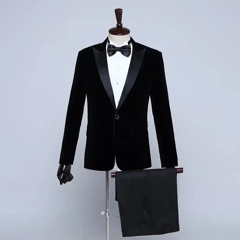 Men's Stage Performance Suit Velvet Jacket