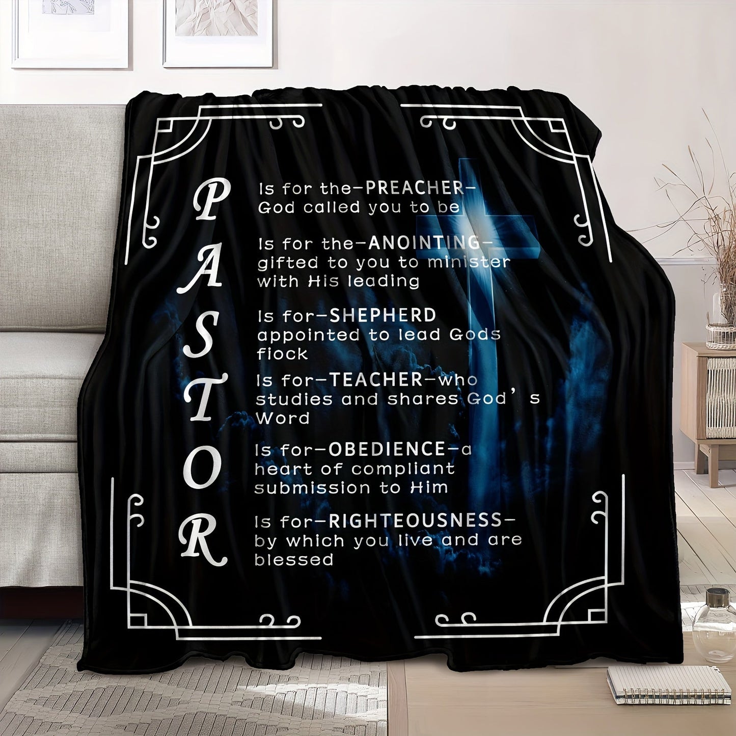 1pc, Pastor Appreciation Gifts For Men, Throw Blanket, Thank You Presents For Christmas, Pastor Appreciation Day, Birthday, Father's Day Cross