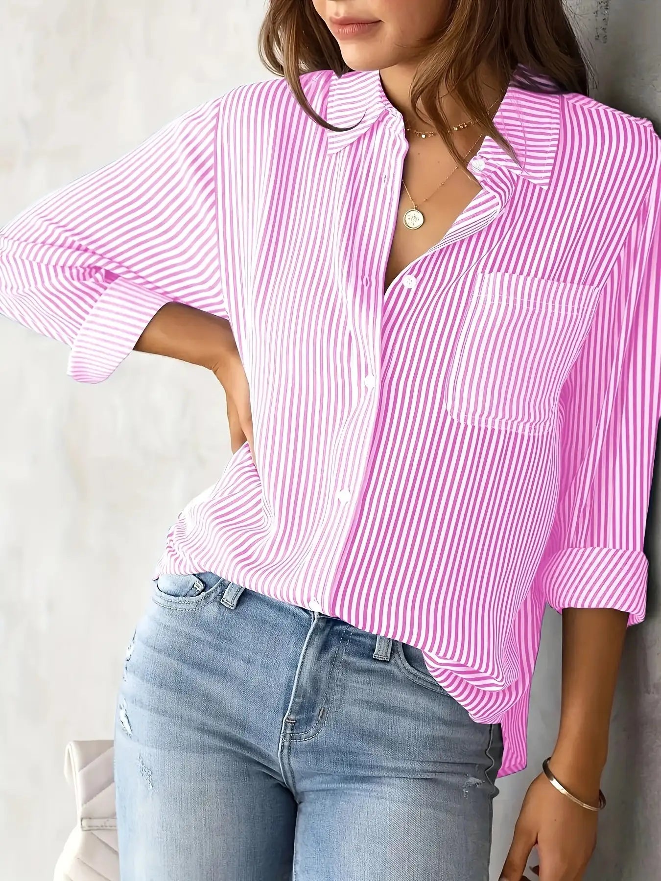 Classic Striped Casual, Business, Versatile Four Seasons Can Wear A Long-sleeved Shirt.